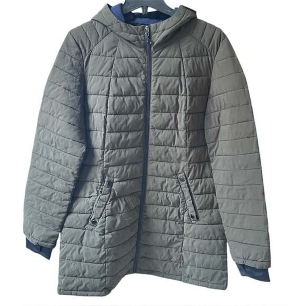 HFX Women's Stretch 3/4 Lightweight Puffer Jacket Welt Hand Pockets Size L